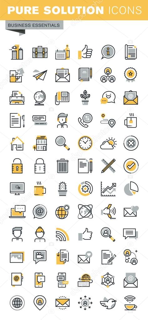 Set of modern vector thin line business icons