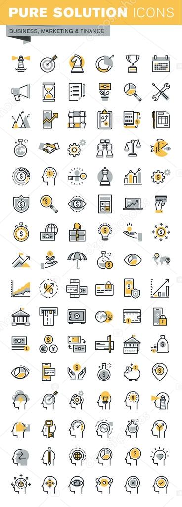 Set of modern vector thin line business and finance icons. Modern vector logo pictogram and infographic design elements collection. Outline icon collection for website and app design.