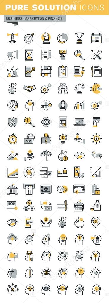 Set of modern vector thin line business and finance icons