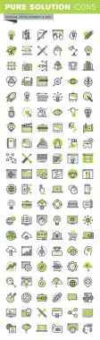 Thin line icons set of website and mobile website design and development clipart