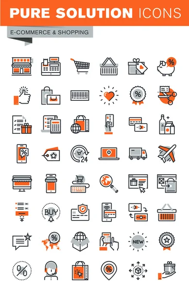 Ensemble d'icônes web de ligne mince pour le shopping — Image vectorielle