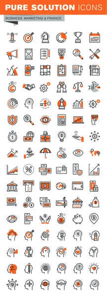 Set of thin line web icons for business, banking, market research, human brain process Vector Graphics