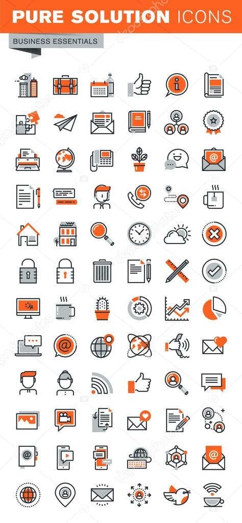 Set of thin line web icons for basic business tools