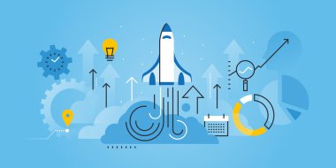 Düz çizgi Tasarım Web sitesi banner iş başlangıç