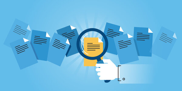 Плоский дизайн сайта баннер поиска документов
