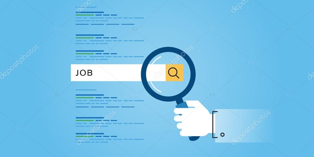 Flat line design website banner of job searches, career, employment opportunities, human resources. Modern vector illustration for web design, marketing and print material.