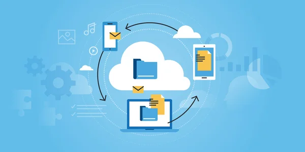 Bannière de site Web de conception de ligne plate du cloud computing d'affaires — Image vectorielle