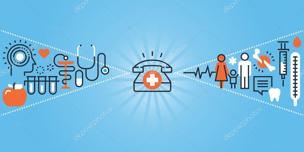 Flat Line Design Website Banner Of Healthcare Clinic And Hospital Facilities Vector Image By C Variant Vector Stock 104566742