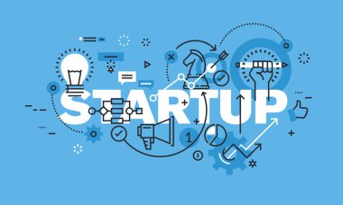 Modern thin line design concept for STARTUP website banner