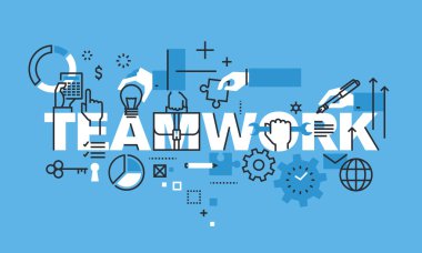 Modern thin line design concept for TEAMWORK website banner