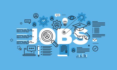 Jobs web sitesi afiş için modern ince çizgi tasarım konsepti
