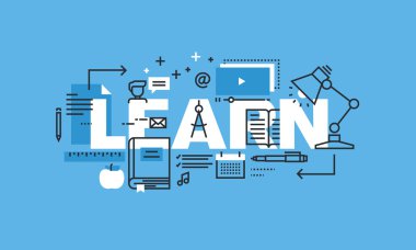 Web sitesi afiş öğrenin için modern ince çizgi tasarım konsepti