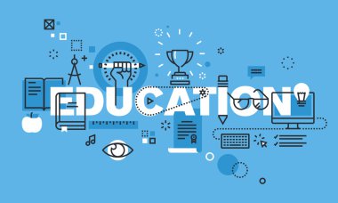 Eğitim web sitesi afiş için modern ince çizgi tasarım konsepti