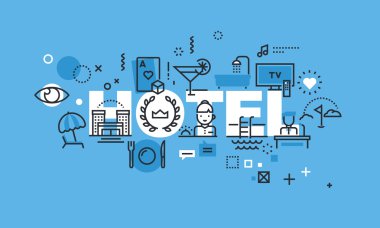 Otel web sitesi afişi için modern ince hat tasarım konsepti