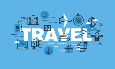 Modern thin line design concept for TRAVEL website banner