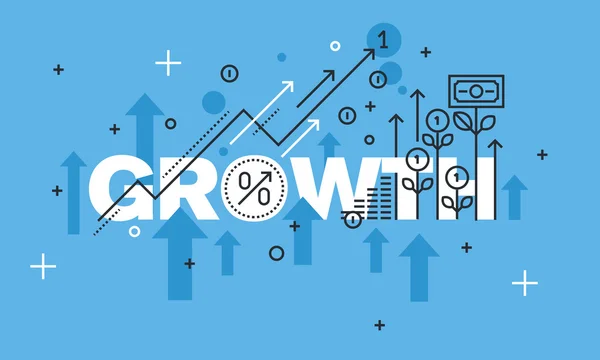 성장 웹 사이트 배너에 대한 현대 얇은 라인 디자인 개념 — 스톡 벡터