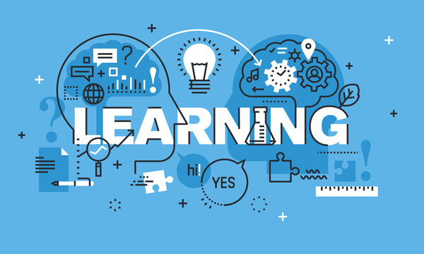 Современная концепция тонкой линии дизайна для баннера сайта LEARNING
.