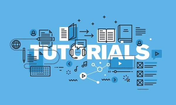 Modern tunn linje designkoncept för tutorials webbsajt banner — Stock vektor