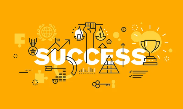 Thin line flat design banner for SUCCESS web page Stock Vector