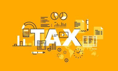 Thin line flat design banner for TAX web page