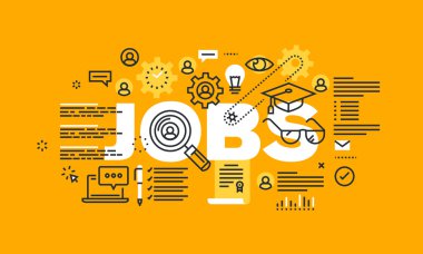 İşler web sayfası için ince çizgi düz tasarım afiş