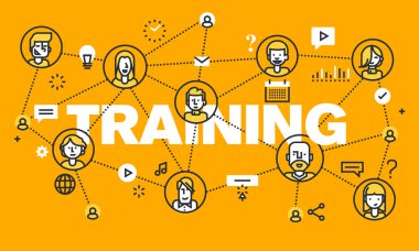 Eğitim web sayfası için ince çizgi düz tasarım afiş