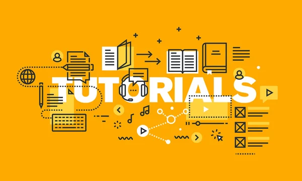 Dünne Linie flaches Design Banner für Tutorials Webseite — Stockvektor