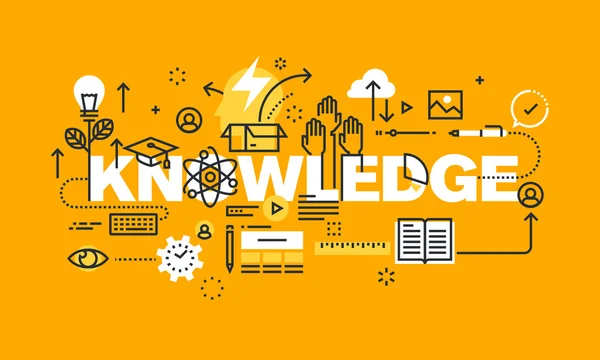 Banner de diseño plano de línea delgada para la página web de KNOWLEDGE — Archivo Imágenes Vectoriales