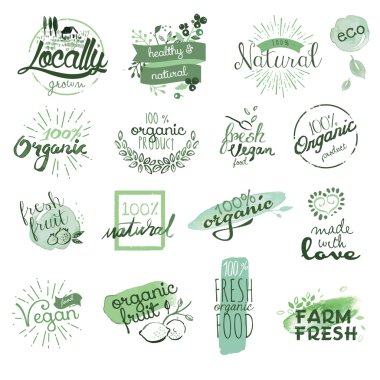 Organic food badges and elements clipart