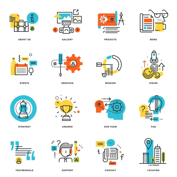 Set pictogrammen van de bedrijfs van het ontwerp van de platte lijn — Stockvector