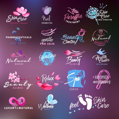 Güzellik ve kozmetik Etiketler ve stickerlar koleksiyonu