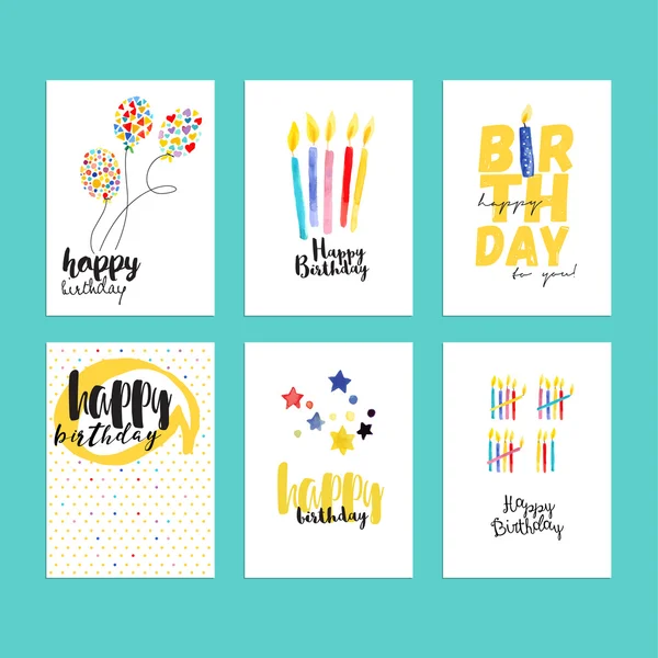 Anniversaire collection de cartes de voeux — Image vectorielle