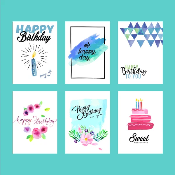 Collection de cartes de vœux d'anniversaire design moderne — Image vectorielle