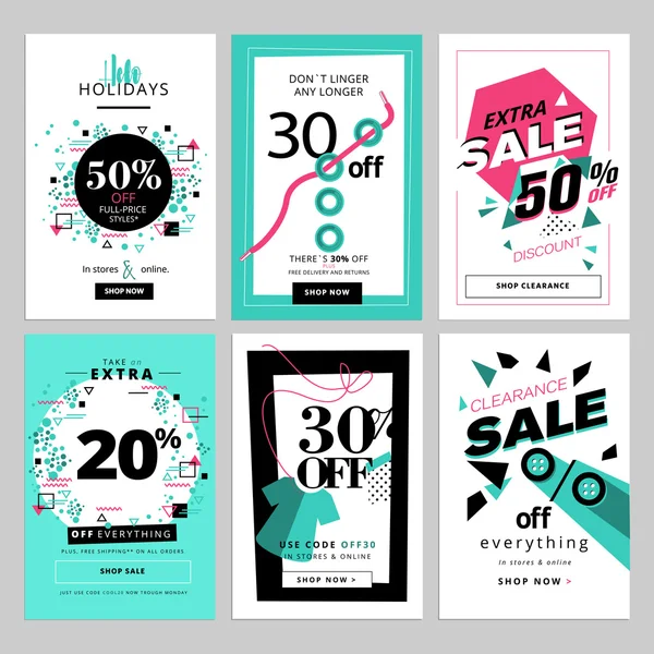 Set de banners de venta para smartphone — Vector de stock