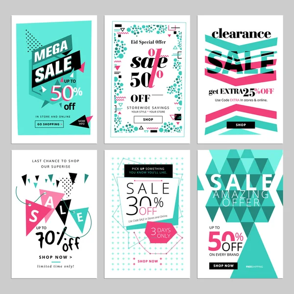 Social media sale banners collection — Stock Vector