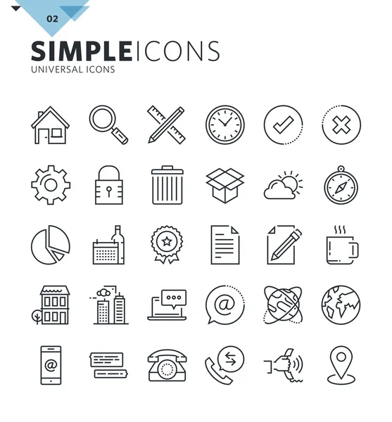 Iconos web universales de línea delgada moderna — Vector de stock