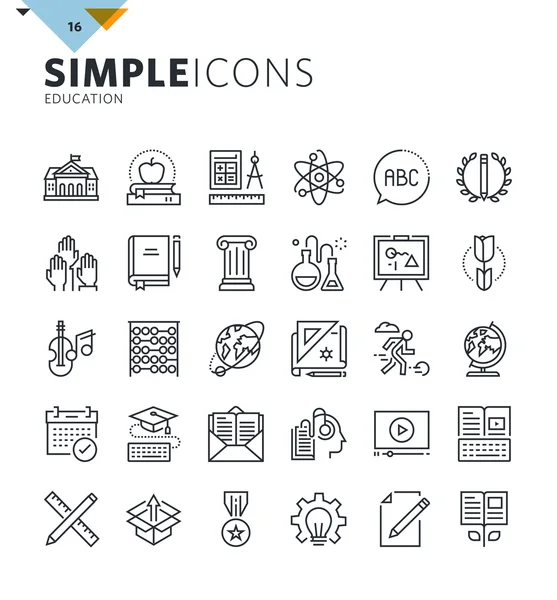 Modern thin line education icons — Stock Vector