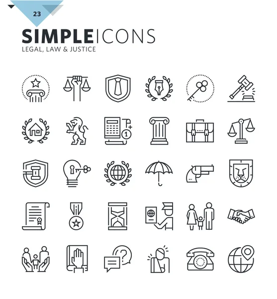 Modern thin line icons of law and lawyer services — Stock Vector
