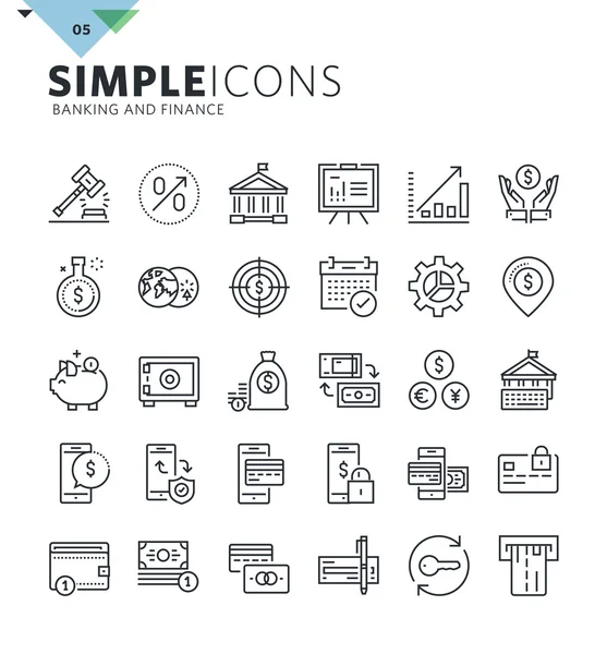 Modern thin line icons of banking Stock Illustration