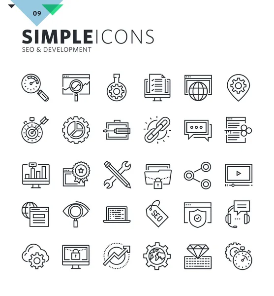 Modern thin line icons of SEO and web development Stock Vector