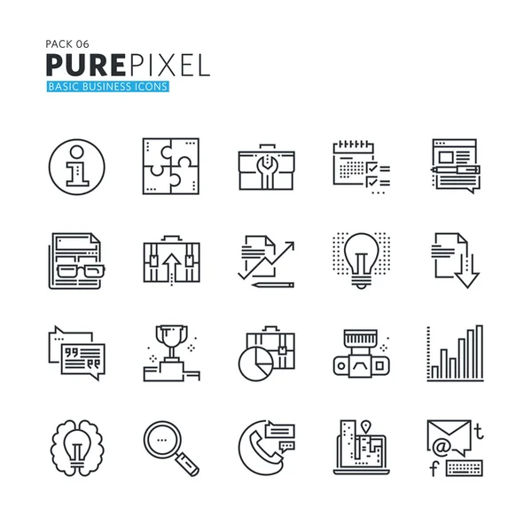 현대 선 픽셀 완벽 한 기본적인 비즈니스 아이콘 세트. — 스톡 벡터