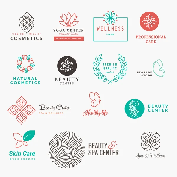 Set of labels and badges for beauty, cosmetics, spa and wellness — Stock Vector