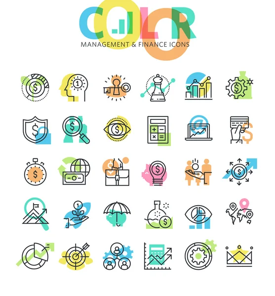 Flat line icons set of financial services, insurance, investment and economics. Royalty Free Stock Vectors