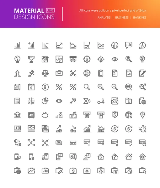 Set di icone di design del materiale. Icone perfette per analisi di business, finanza e banking . — Vettoriale Stock