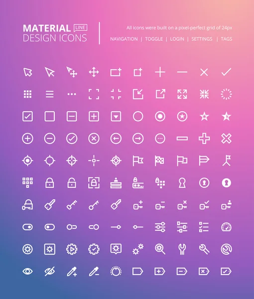 Conjunto de iconos de línea de diseño de materiales — Vector de stock