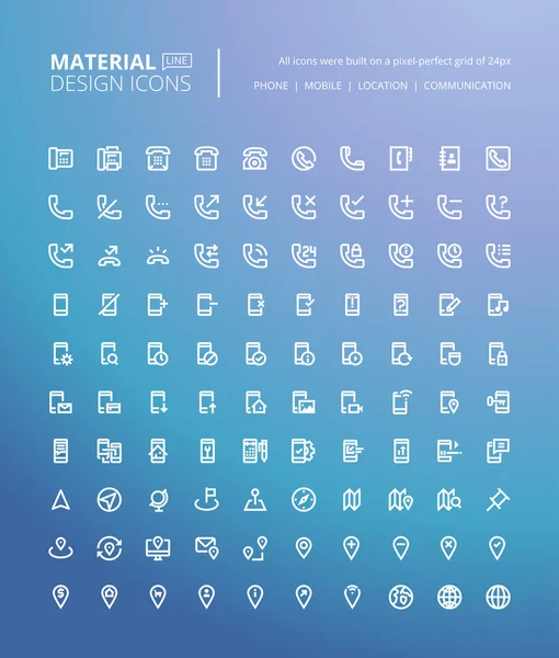 Set of material design line icons — Stock Vector