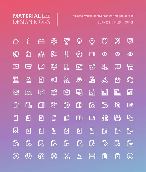 Set of material design line icons Stock Vector