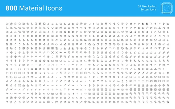 Материал дизайн пикселей идеальный набор значков — стоковый вектор