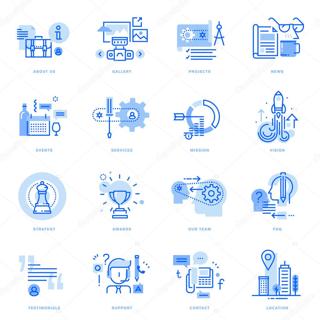 Set of flat line business icons. Vector concepts for website and app design and development, business presentation and marketing material.