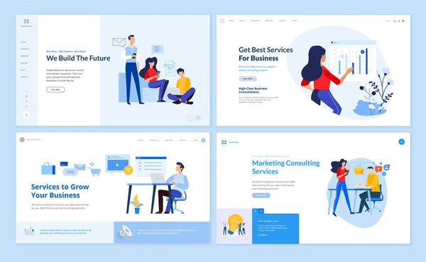 Set Van Website Template Ontwerpen Van Commerce Marketing Consulting Business — Stockvector